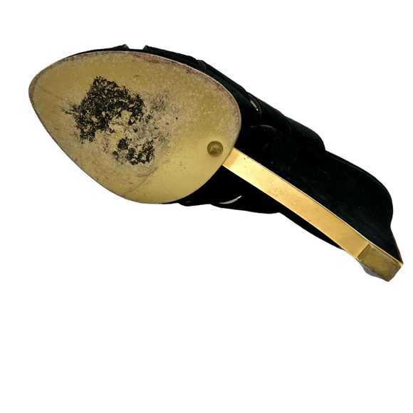 CHARLES JOURDAN PARIS BLACK SUEDE & GOLD METAL WEDGES SIZE 8.5M - Picture 3 of 15